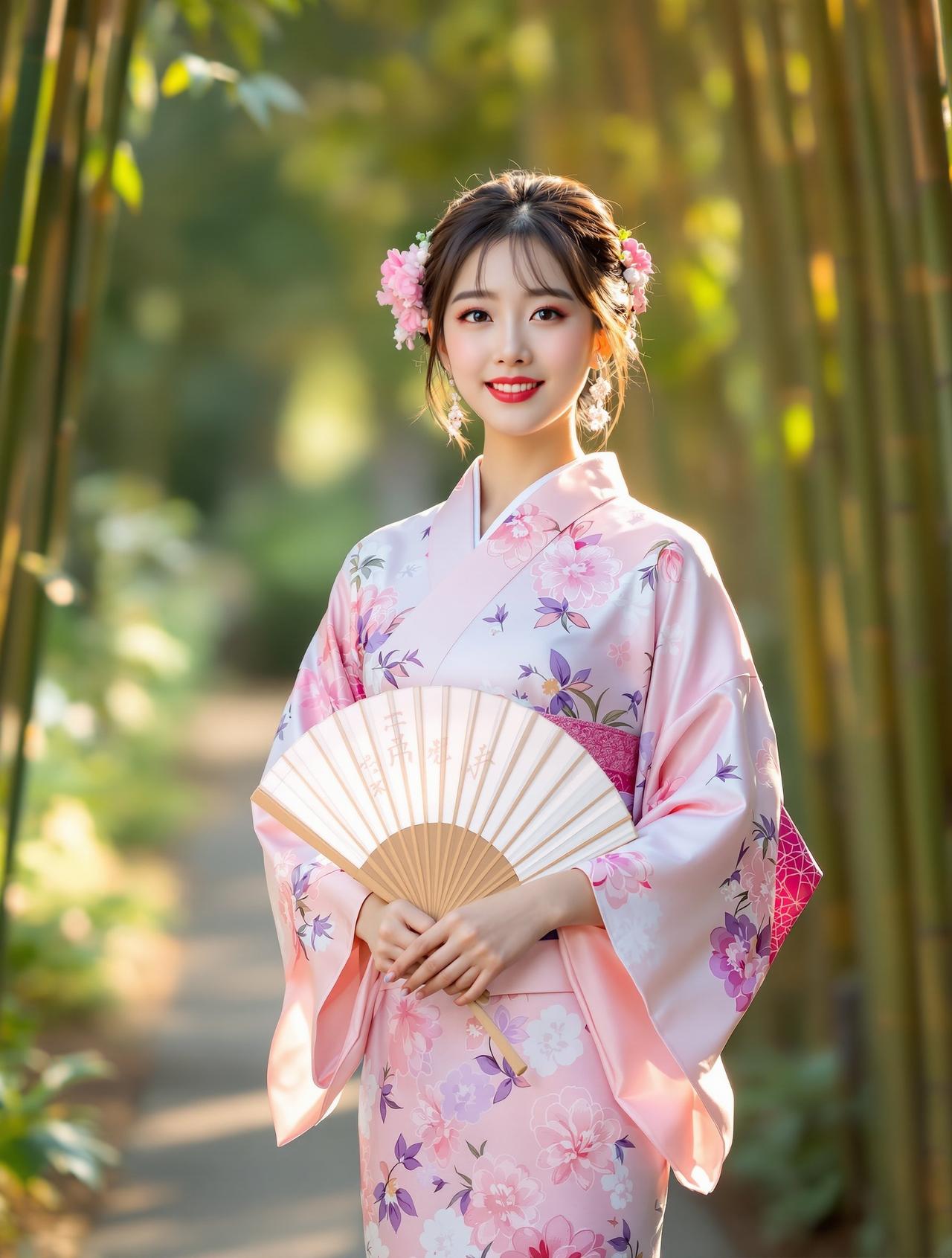 和服浴衣少女